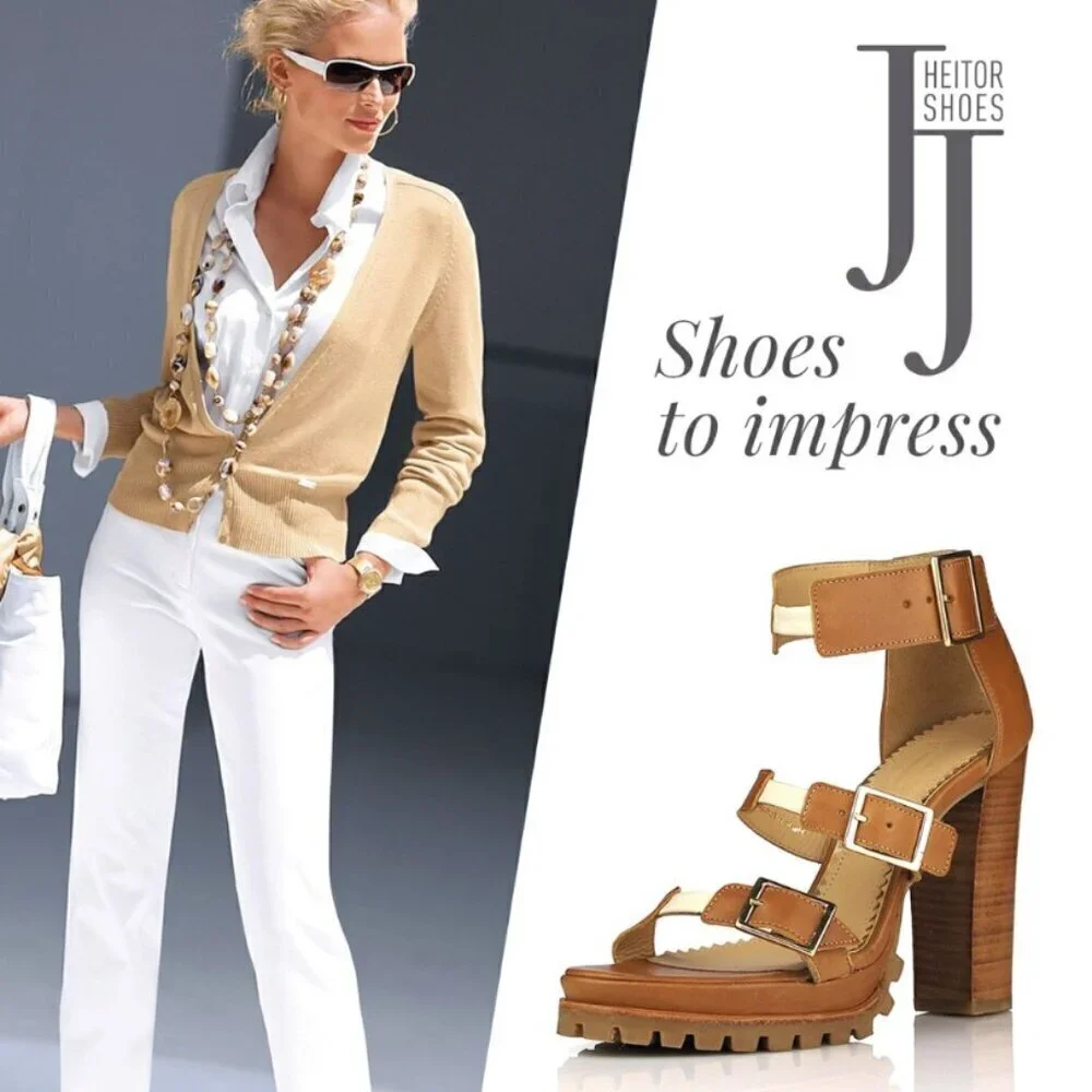 JJ Heitor Leather Platform Pumps Made in Portugal Block Heel Shoes